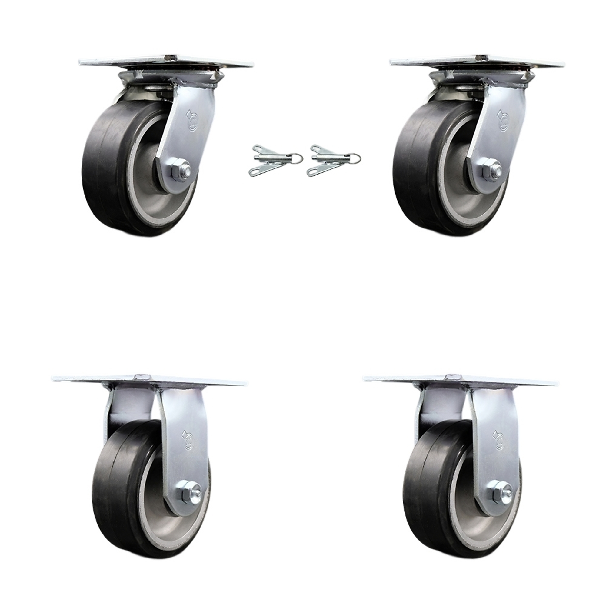 Service Caster, 5in. x 2in. Plate Casters, Wheel Diameter 5 in, Caster Type Swivel, Package (qty.) 4, Model# SCC-35S520-RAB-BSL-2-R-2
